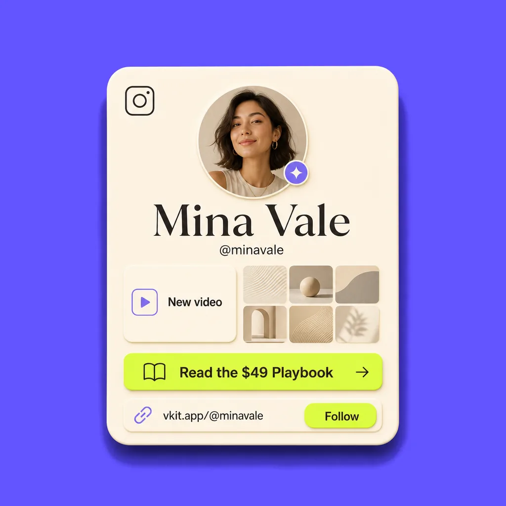 Illustration of a generic social profile card linking to a creator page.